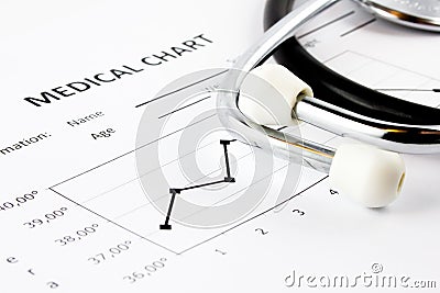 Medical chart with stethoscope Stock Photo