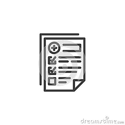 Medical check up report line icon Cartoon Illustration