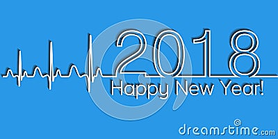 Medical Christmas banner, 2018 happy new year, vector 2018 health medical style wave cardiology Vector Illustration
