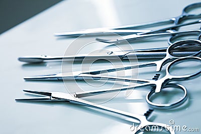 Medical clamp instruments Stock Photo