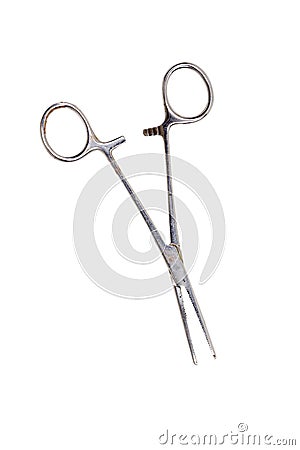 Medical clamp scissors Stock Photo