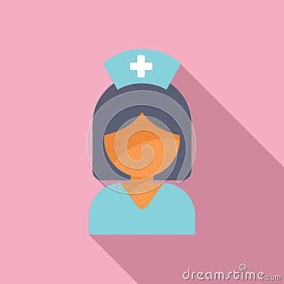 Medical clinic nurse icon flat vector. Diagnostic review survey Stock Photo