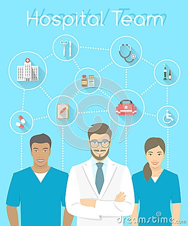 Medical clinic staff doctor and nurses infographics element Vector Illustration
