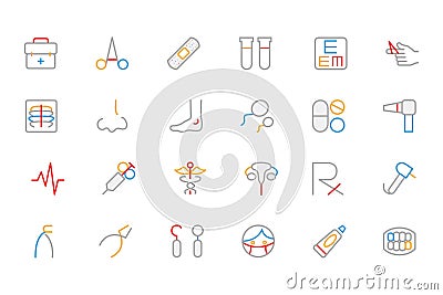 Medical Colored Outline Vector Icons 4 Stock Photo