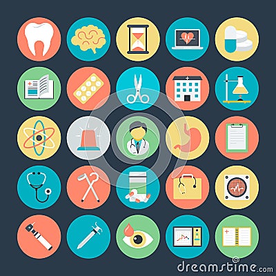 Medical Colored Vector Icons 3 Stock Photo