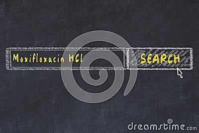 Medical concept. Chalk drawing of a search engine window looking for drug moxifloxacin hcl Stock Photo