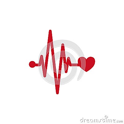 Medical concept heartbeat icon. Ecg logo design with heart and pulse point. Vector Illustration