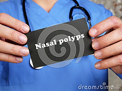 Medical concept meaning Nasal polyps with phrase on the piece of paper Stock Photo