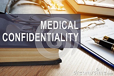Medical confidentiality. Documents with personal information in a clinic. Stock Photo