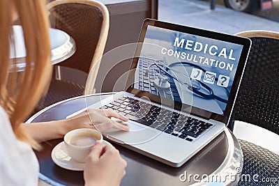 Medical consultation online, doctor advice Stock Photo