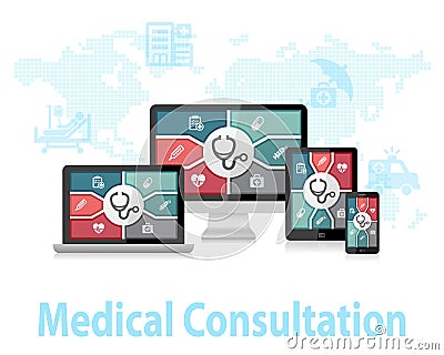 Medical Consultation Online Doctor Apps Responsive Web Design Concept Stock Photo