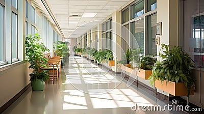 medical corridor hospital building Cartoon Illustration