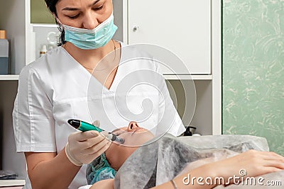 Medical, cosmetological procedure for cleaning the skin, cleaning the pores with a special tool on the face. Skin care, cosmetic Stock Photo