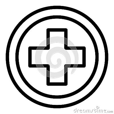 Medical cross circle icon, outline style Vector Illustration