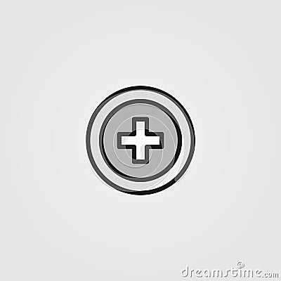 Medical cross icon in flat style. Plus sign, add icon, vector pharmacy design, addition button Vector Illustration