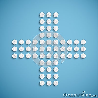 Medical cross from pills Vector Illustration