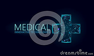 Medical cross symbol doctor online concept. Medical consultation app. Web healthcare diagnosis geometric modern hospital Vector Illustration