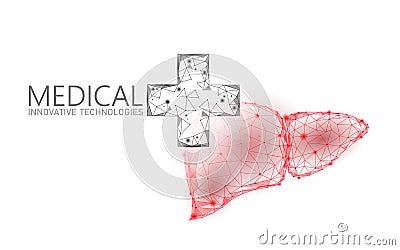Medical cross symbol liver doctor online concept. Medical consultation app. Web healthcare diagnosis drugstore network Vector Illustration