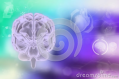 Medical 3D illustration - human brain, mental study concept - highly detailed electronic background or texture Cartoon Illustration