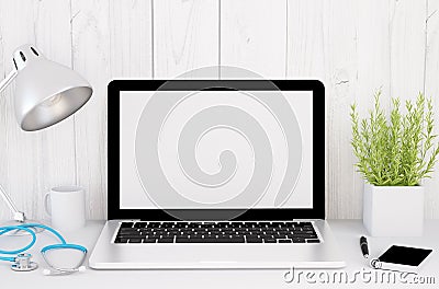 medical desktop computer with blank screen Stock Photo