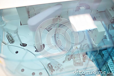 Medical devices for analyzes. blood tested for AIDS and other diseases. definition of DNA. selective focus Stock Photo