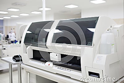 Medical devices for analyzes. blood tested for AIDS and other diseases. definition of DNA. selective focus Stock Photo