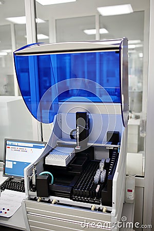 Medical devices for analyzes. blood tested for AIDS and other diseases. definition of DNA. selective focus Stock Photo