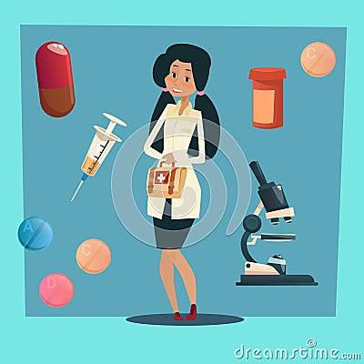 Medical Doctor African American Race Woman Practitioner Vector Illustration