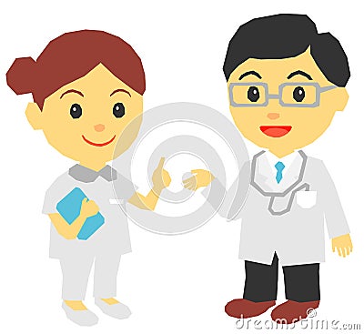 Medical doctor and nurse Vector Illustration