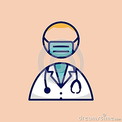 Medical doctor simple and minimalist in cartoon outline graphic vector illustration style Vector Illustration