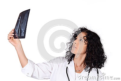 Medical doctor woman with xray. Stock Photo