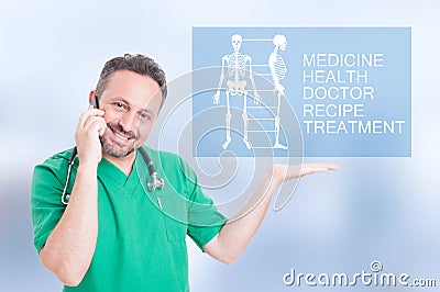 Medical doctor working with futuristic screen Stock Photo