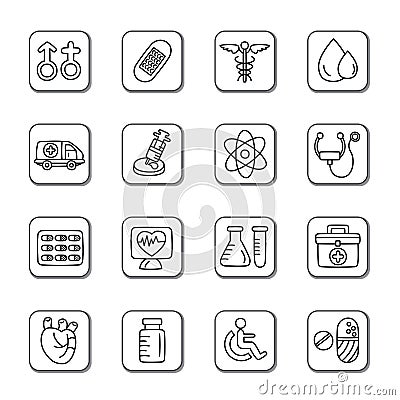 Medical Doodle Icons Stock Photo