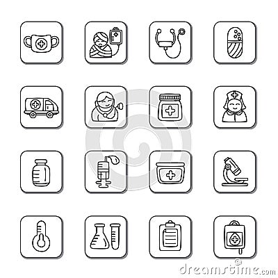 Medical Doodle Icons Stock Photo