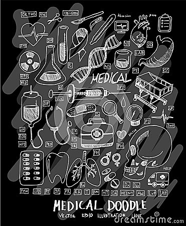 Medical doodle illustration wallpaper background line sketch sty Cartoon Illustration