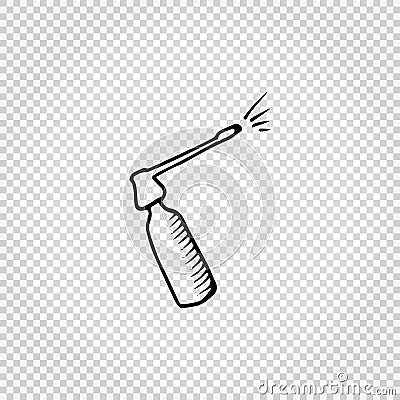 Medical doodle objects. Simple hand drawn medicinal spray. Vector illustration. Vector Illustration