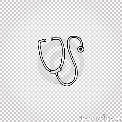 Medical doodle objects. Simple hand-drawn stethoscope. Vector illustration. Vector Illustration