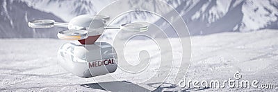 Medical drone on mountainside 3d render Stock Photo