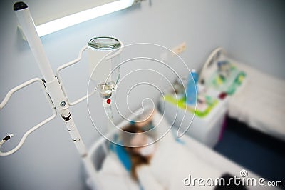 Medical dropper in a hospital room Stock Photo