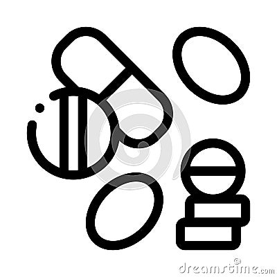 Medical Drug Pill Icon Vector Outline Illustration Vector Illustration