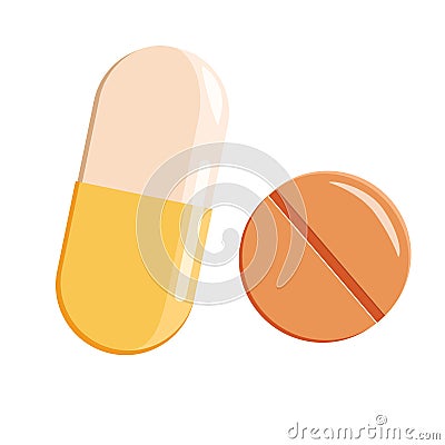 Medical Drugs icon. Medicine pill helthcare concept. Pharmacy ca Cartoon Illustration