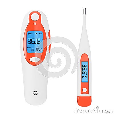 Medical Ear Infrared Digital Thermometer with Electronic Modern Stock Photo