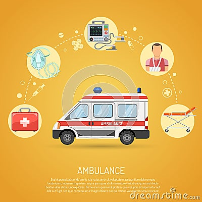 Medical emergency ambulance concept Vector Illustration