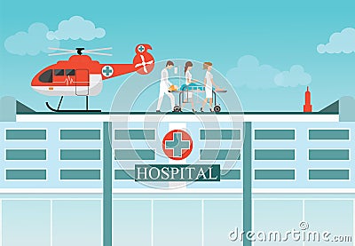 Medical emergency chopper helicopter . Vector Illustration