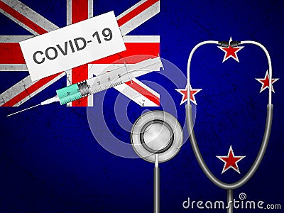 Medical equepment on New Zealand flag Vector Illustration