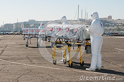 Medical equipment for ebola or virus pandemic Editorial Stock Photo