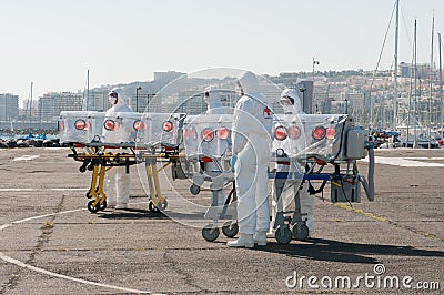 Medical equipment for ebola or virus pandemic Editorial Stock Photo