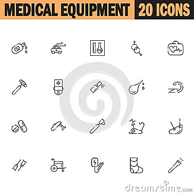 Medical equipment icon set Vector Illustration