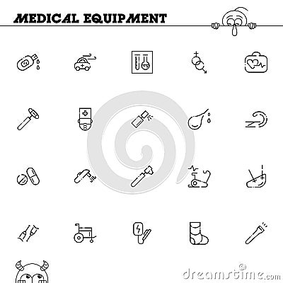 Medical equipment icon set Vector Illustration