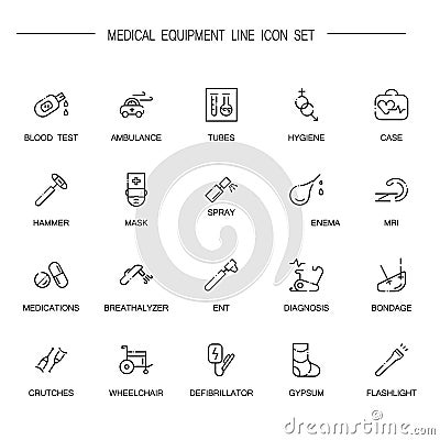 Medical equipment icon set Vector Illustration